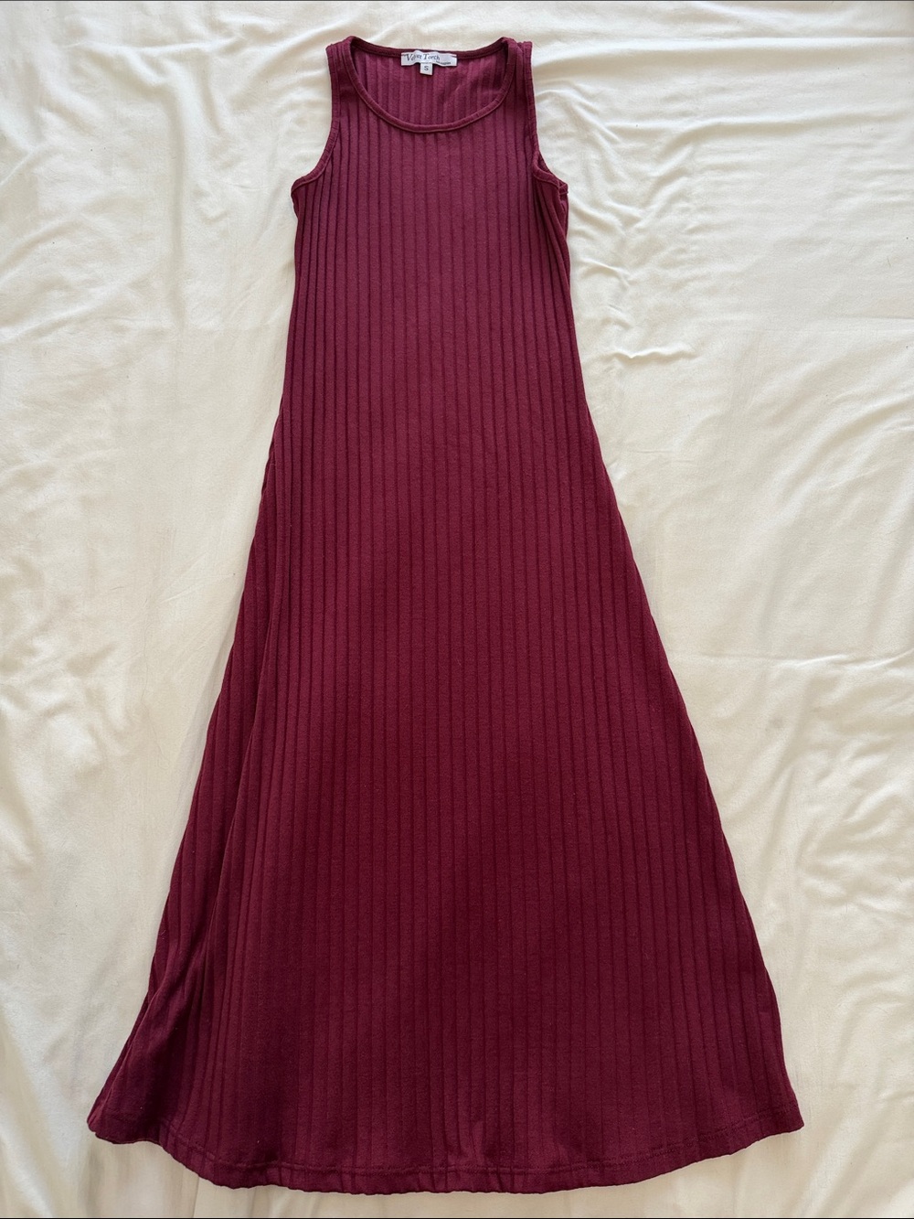 Velvet Torch Ribbed Midi Dress - Wine